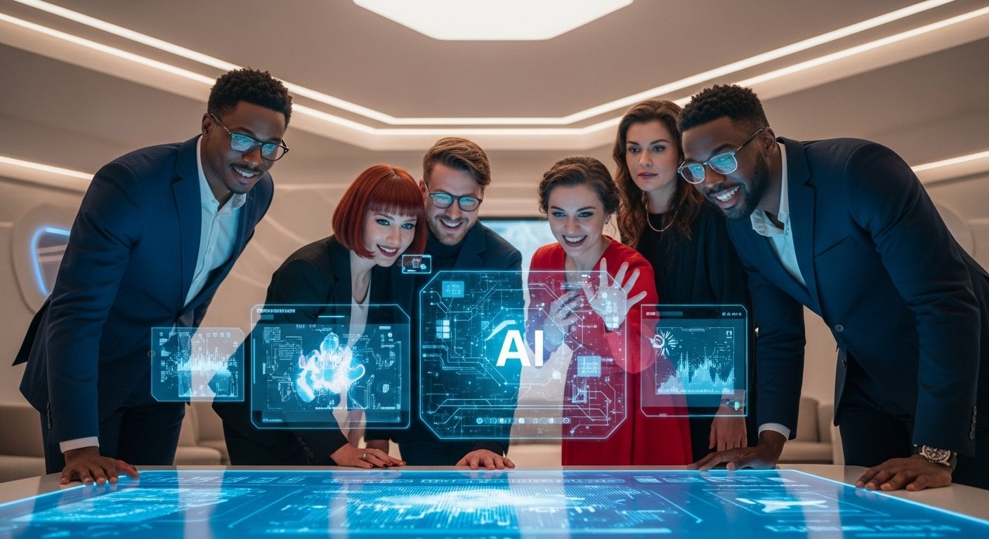 Abstract visualization of a strategic AI network