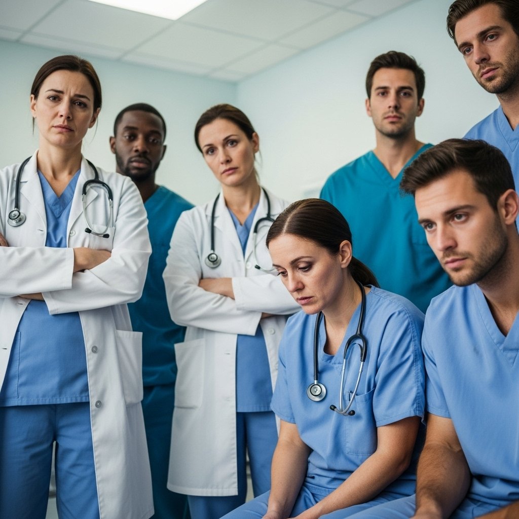 Healthcare professional looking exhausted, symbolizing burnout